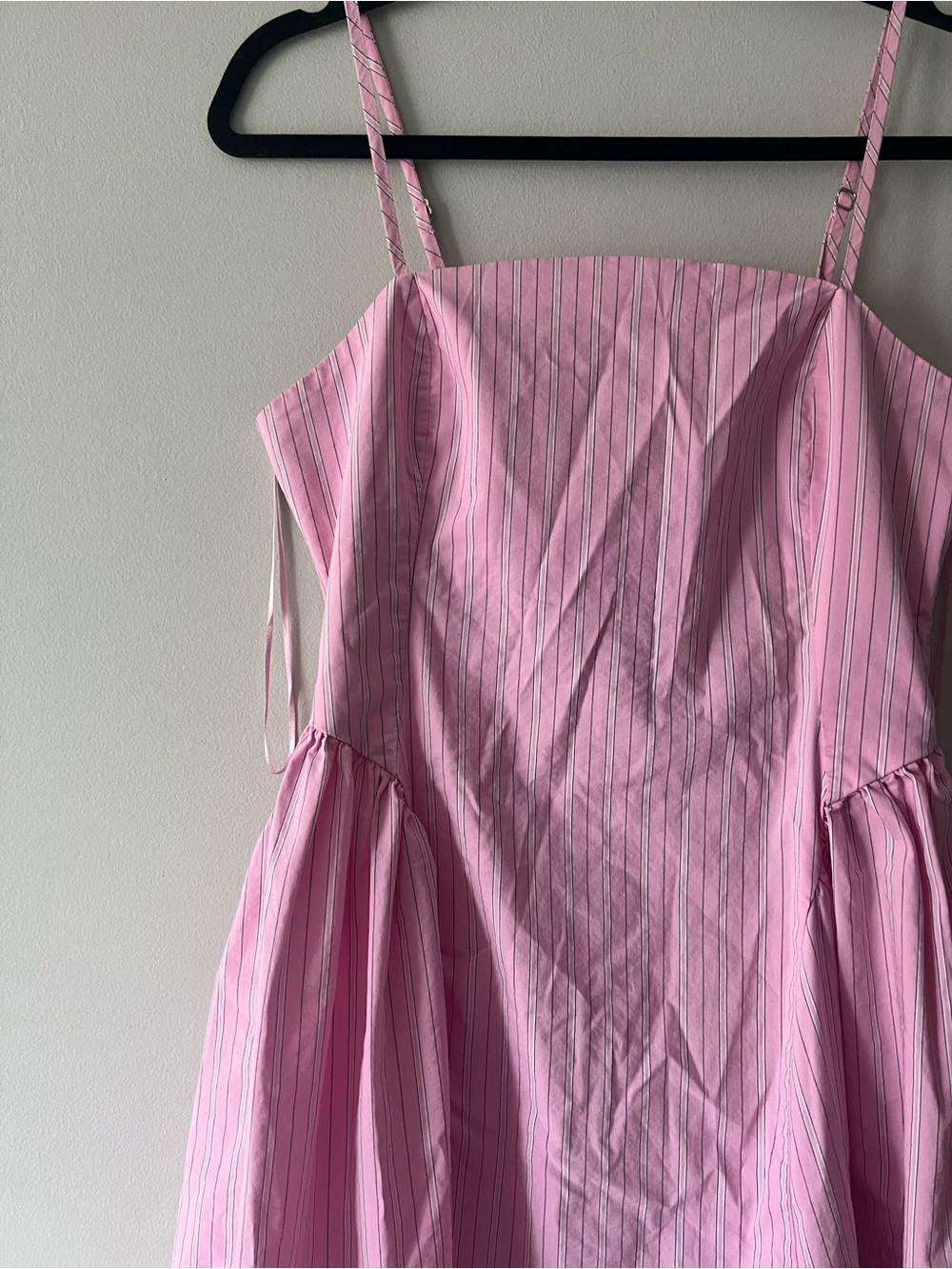 Maeve Pink Striped Fit & Flare Midi Dress Smocked Back Size M - Picture 6 of 11